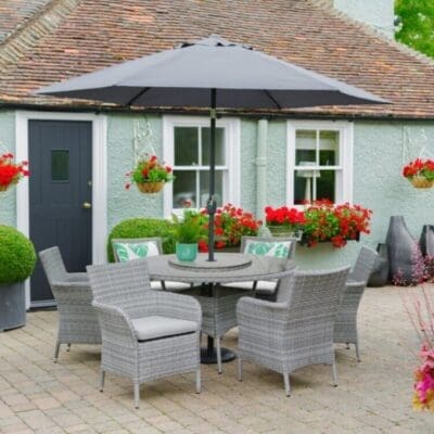 Monaco Stone 6 Seat Dining Set with Lazy Susan