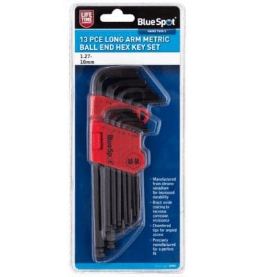 BlueSpot 13 PCE Long Arm Metric Ball End Hex Key Set (1.27-10mm)