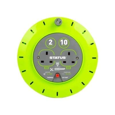 Status 10 Metre Extension  Reel - 13 amp - 2 Socket Outlet with Thermal Cut Out