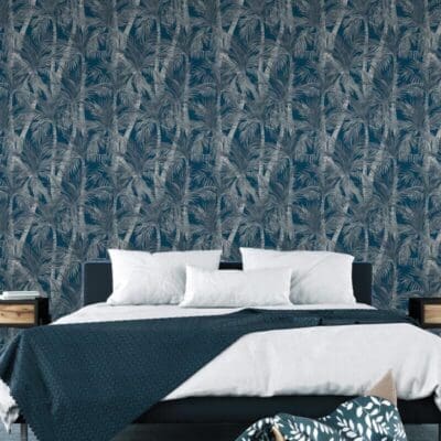 Muriva Elah Watercolour Trees Blue Grey Wallpaper