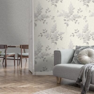 Tiffany Fiore Floral Soft Silver Wallpaper