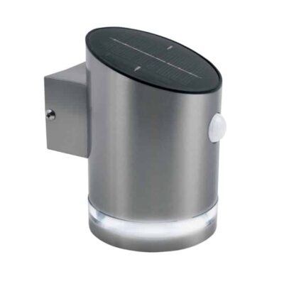 Luceco Brushed Silver effect Solar-powered Integrated LED PIR Motion sensor Outdoor Wall light