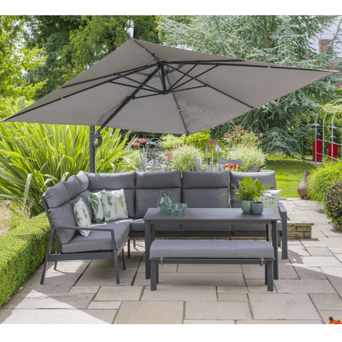 LG Outdoor Santorini Dusk 3m Square Cantilever Parasol 1 LG Outdoor Santorini Dusk 3m Square Cantilever Parasol