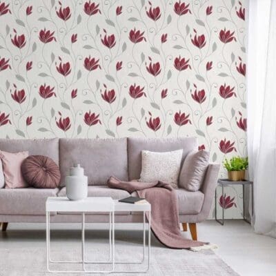 Synergy Floral Red Wallpaper