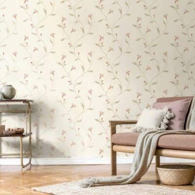 Vymura Bellagio Floral Cream & Red Wallpaper