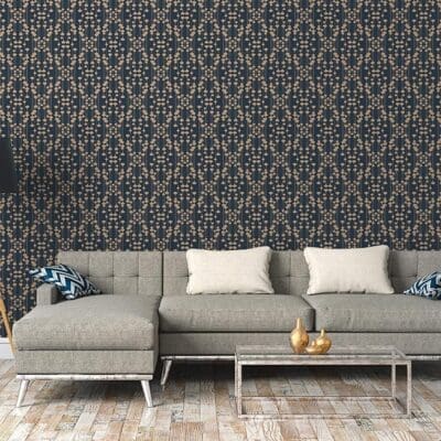 New Life Navy & Gold Wallpaper