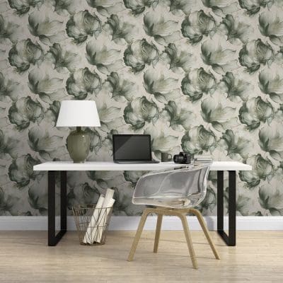 Elysian Floral Green & Gold Wallpaper