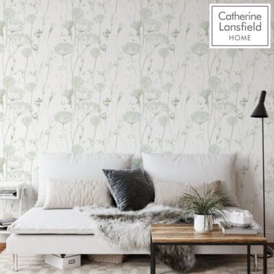 Meadowsweet Floral Sage Wallpaper