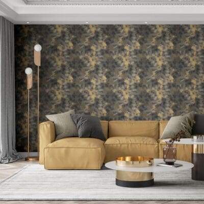 Glitter Leopard Black & Gold Wallpaper