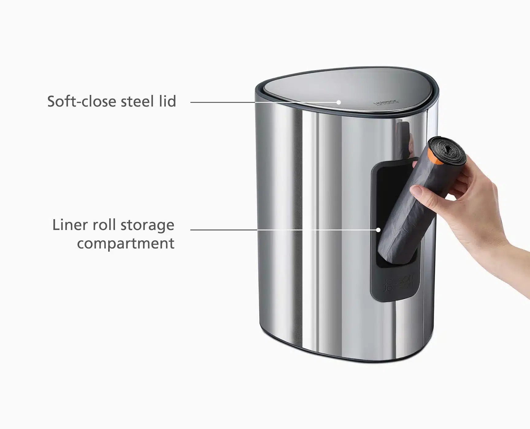Joseph Joseph EasyStore™ Luxe 5L Stainless-steel Pedal Bin 3 Joseph Joseph EasyStore™ Luxe 5L Stainless-steel Pedal Bin - Image 3