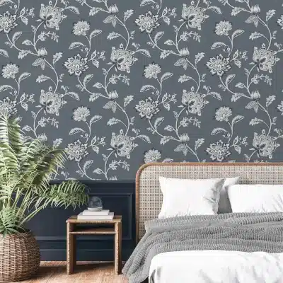 Juliette Floral Blue Wallpaper