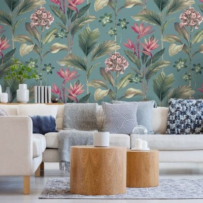 Oliana Floral Soft Teal Wallpaper