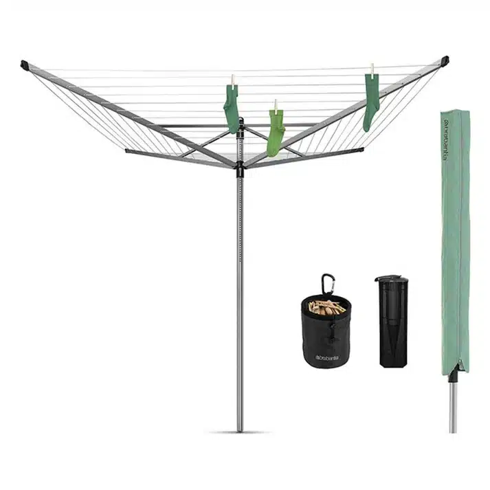 Brabantia 30m Essential Rotary Clothes Dryer with Ground Tube and Peg Bag 1 Brabantia 30m Essential Rotary Clothes Dryer