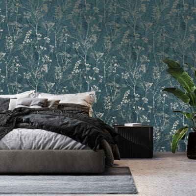 Hedgerow Teal Wallpaper