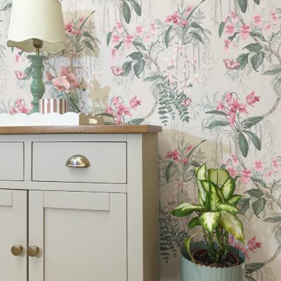 Suki Trail Pink Sage Wallpaper