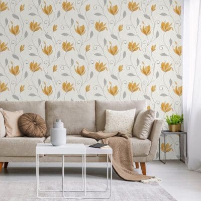 Synergy Floral Mustard Wallpaper