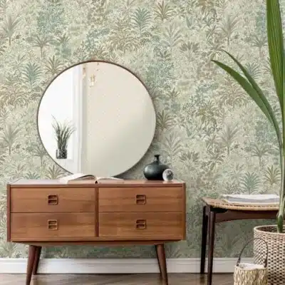 Capri Palm Landscape Green Wallpaper