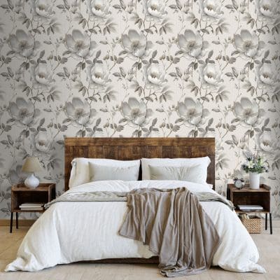 Alethia Floral Grey Wallpaper