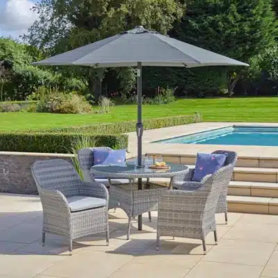 Leisure Grow - Monte Carlo Stone 4 Seat Dining Set with 2.5m Parasol