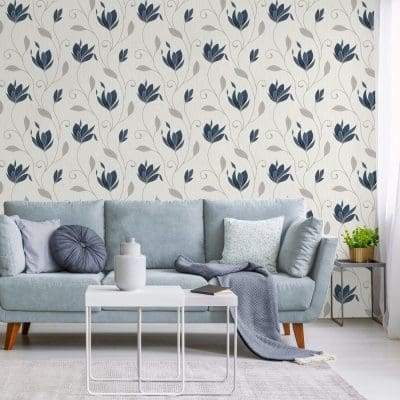 Synergy Floral Navy Wallpaper