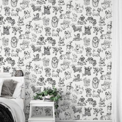 Pooches Black & White Wallpaper