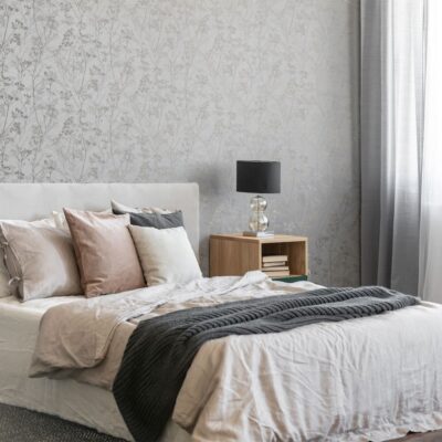 Hedgerow Grey Pale Gold Wallpaper
