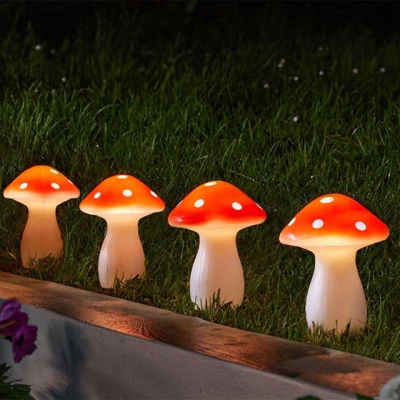 Fairy Mushroom Stake Lights - Set of 4 1 Fairy Mushroom Stake Lights - Set of 4