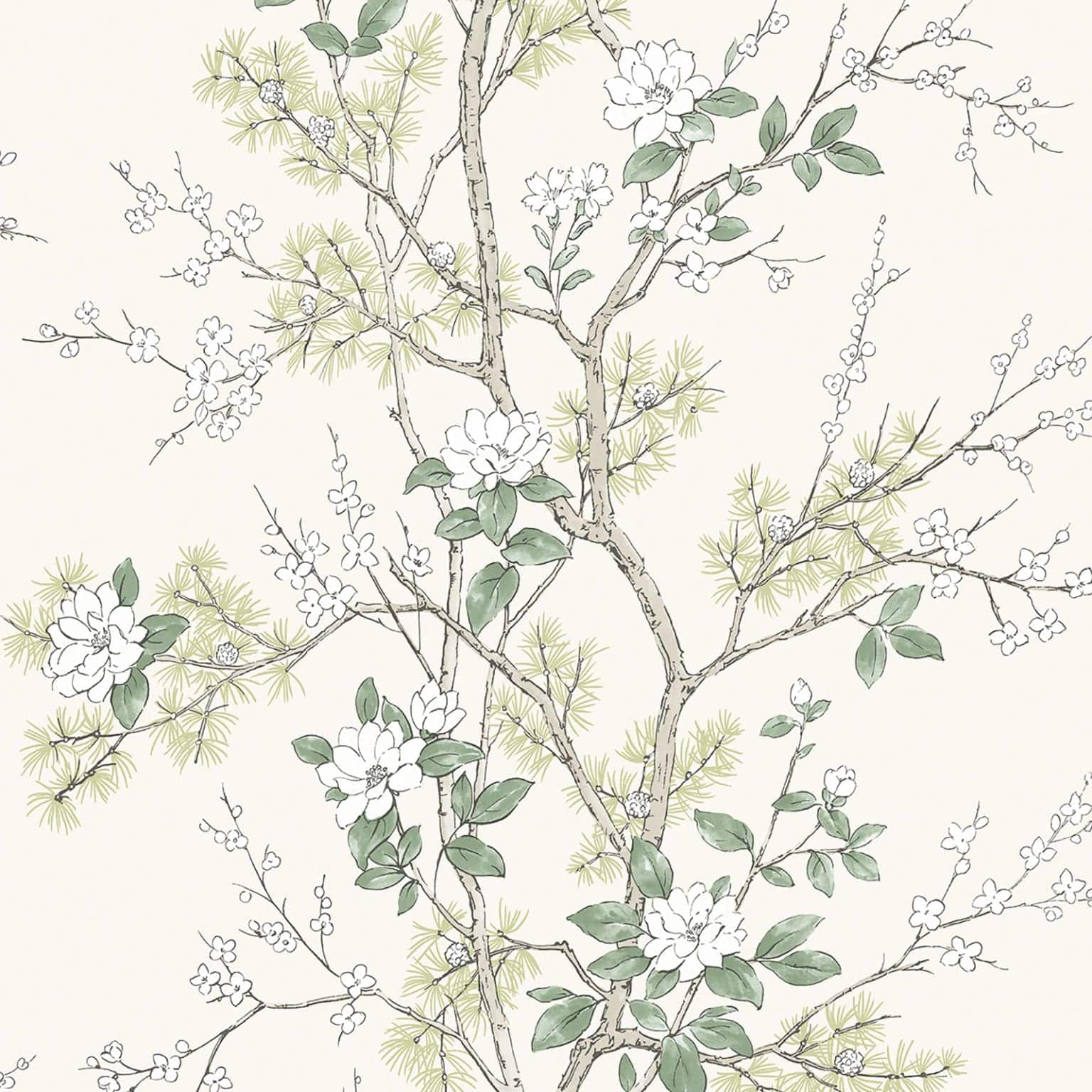 Bridget Floral Cream Sage Wallpaper 2 Bridget Floral Cream Sage Wallpaper - Image 2