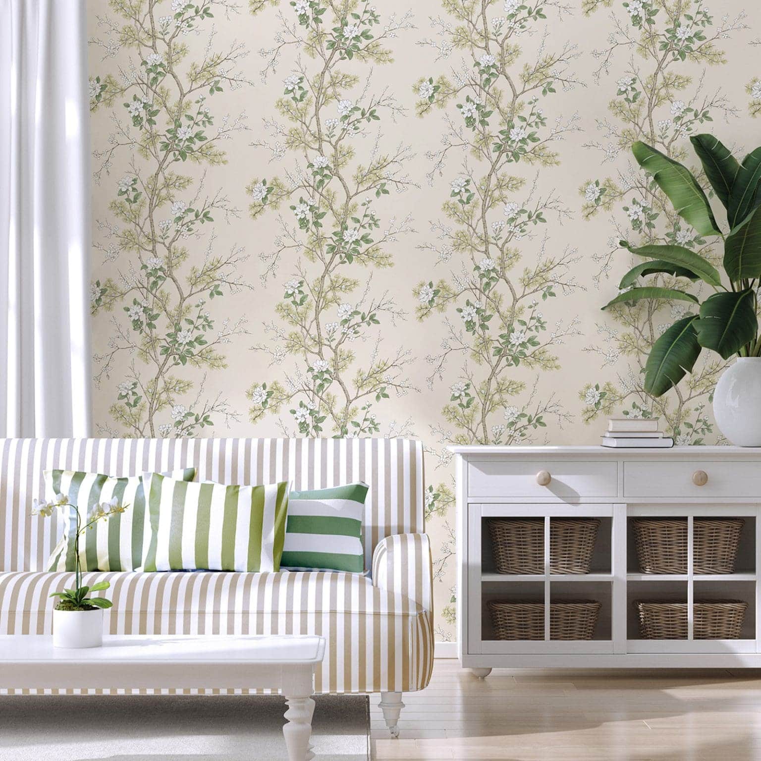 Bridget Floral Cream Sage Wallpaper 1 Bridget Floral Cream Sage Wallpaper
