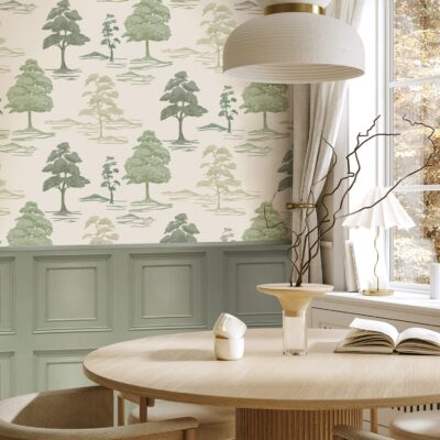Carlotta Tree Sage Cream Wallpaper