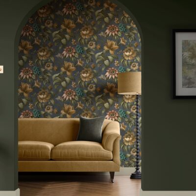 Gardenia Archival Blue Wallpaper