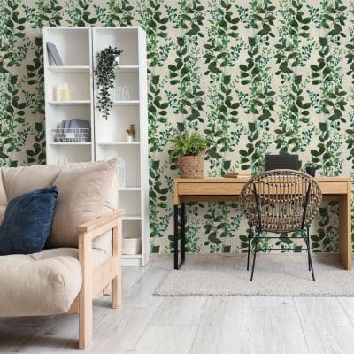 Green Floral Trail Wallpaper