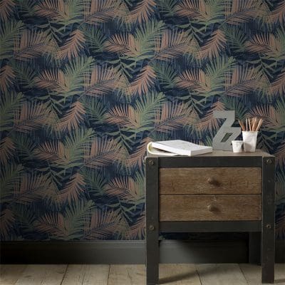 Jungle Glam Blue Green Wallpaper