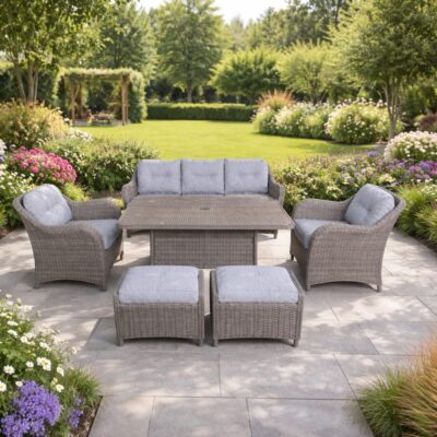 LG St Tropez Sand Lounge Dining Set with Adjustable Table