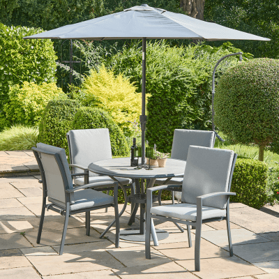 LG Turin 4 Seat Dining Set with 2.5m Parasol