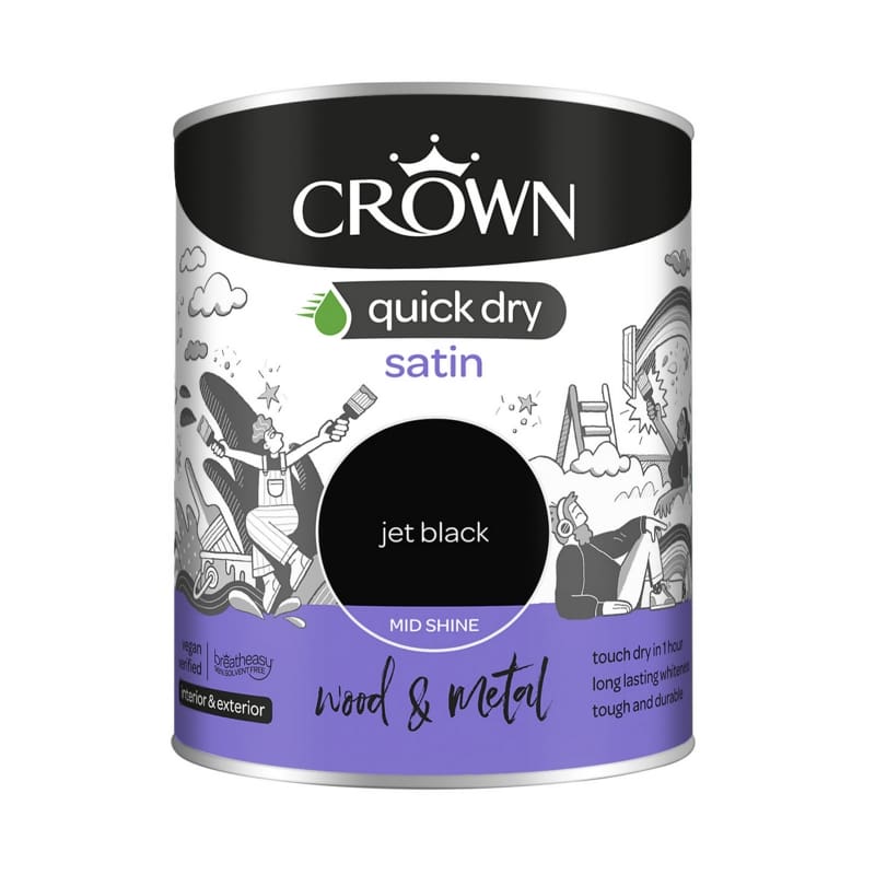 Crown Quick Dry Satin – Jet Black 1 Crown Quick Dry Satin – Jet Black
