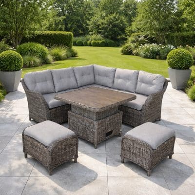LG St Tropez Sand Compact Corner Garden Sofa Set with Adjustable Table