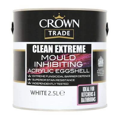Crown Trade Clean Extreme Mould Inhibiting Acrylic Eggshell White 2.5L