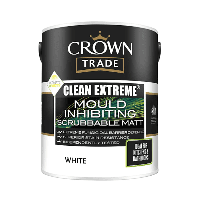 Crown Trade Clean Extreme Mould Inhibiting Scrubbable Matt White 5L