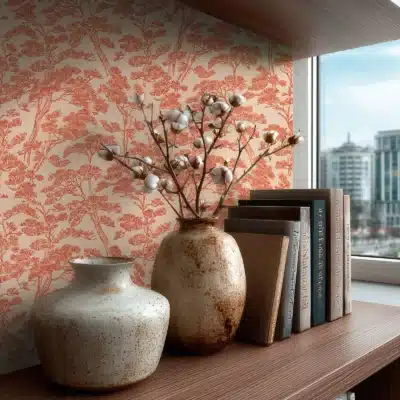 Coral Pine Grove Wallpaper