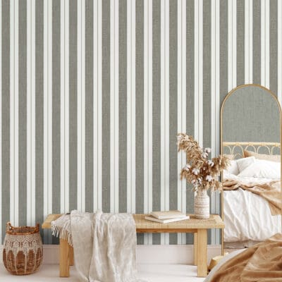 Bernice Stripe Dark Sage Wallpaper
