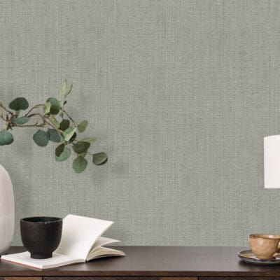 Country Linen Dark Sage Wallpaper