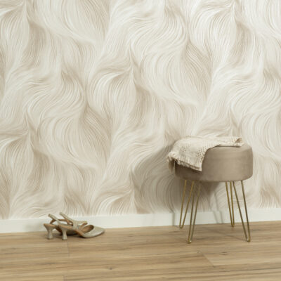 Waves of Light Beige Wallpaper