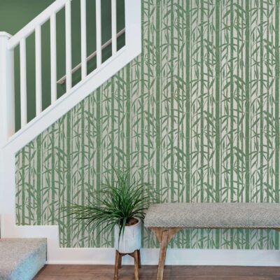 Bamboo Grove Green Wallpaper