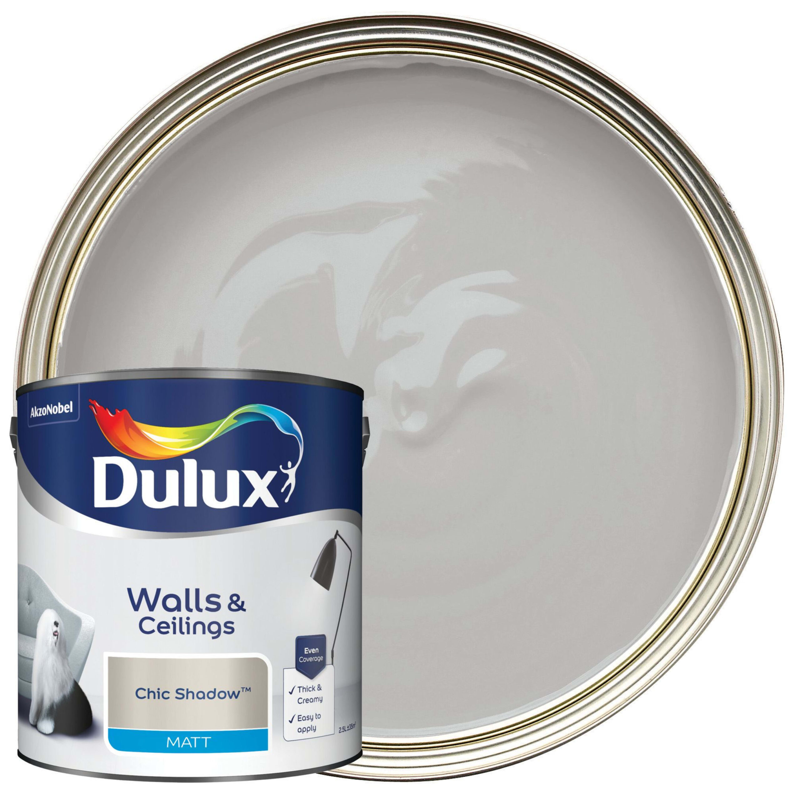 Dulux Matt Emulsion Paint - Chic Shadow 2.5L 1 Dulux Matt Emulsion Paint - Chic Shadow 2.5L