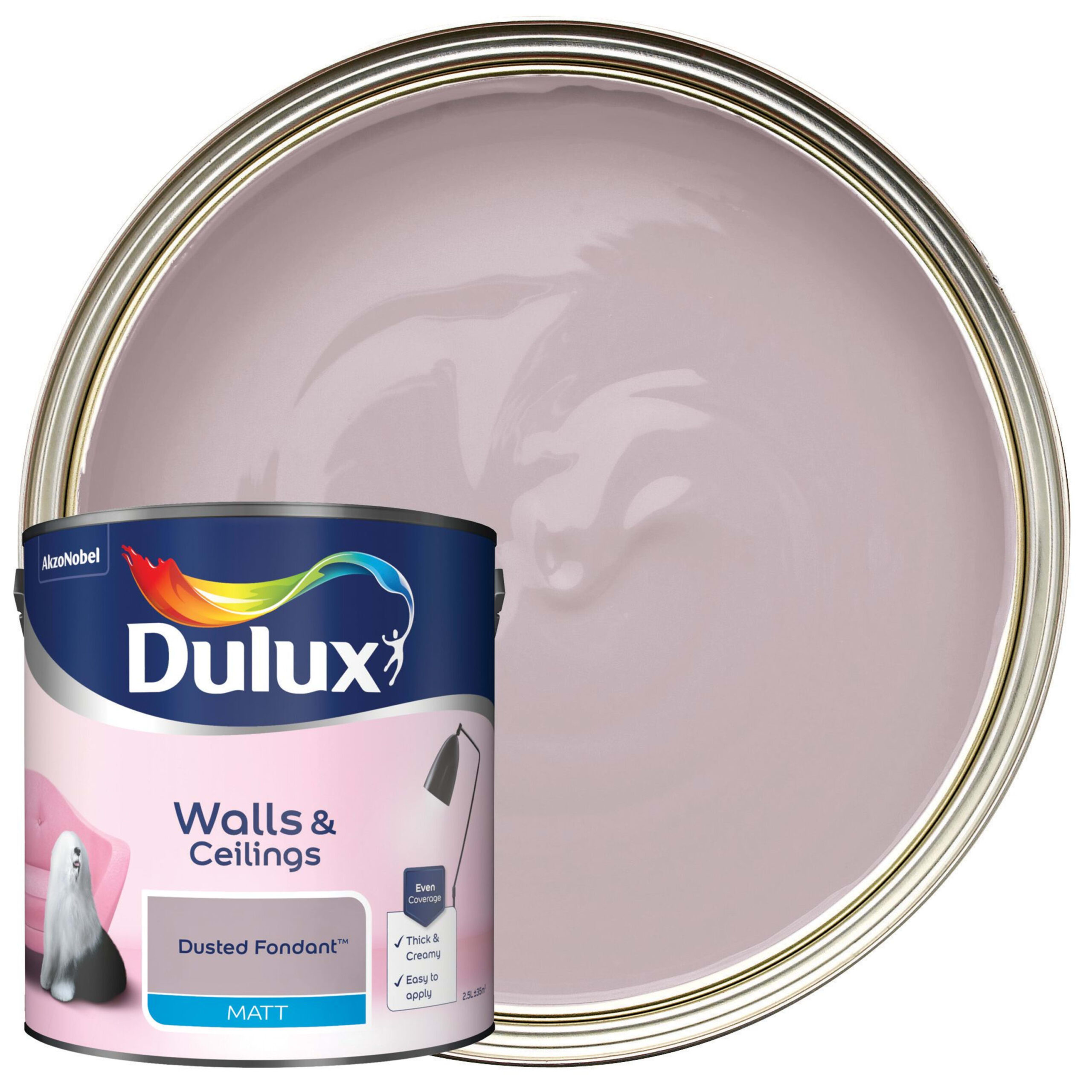 Dulux Matt Emulsion Paint - Dusted Fondant 2.5L 1 Dulux Matt Emulsion Paint - Dusted Fondant 2.5L
