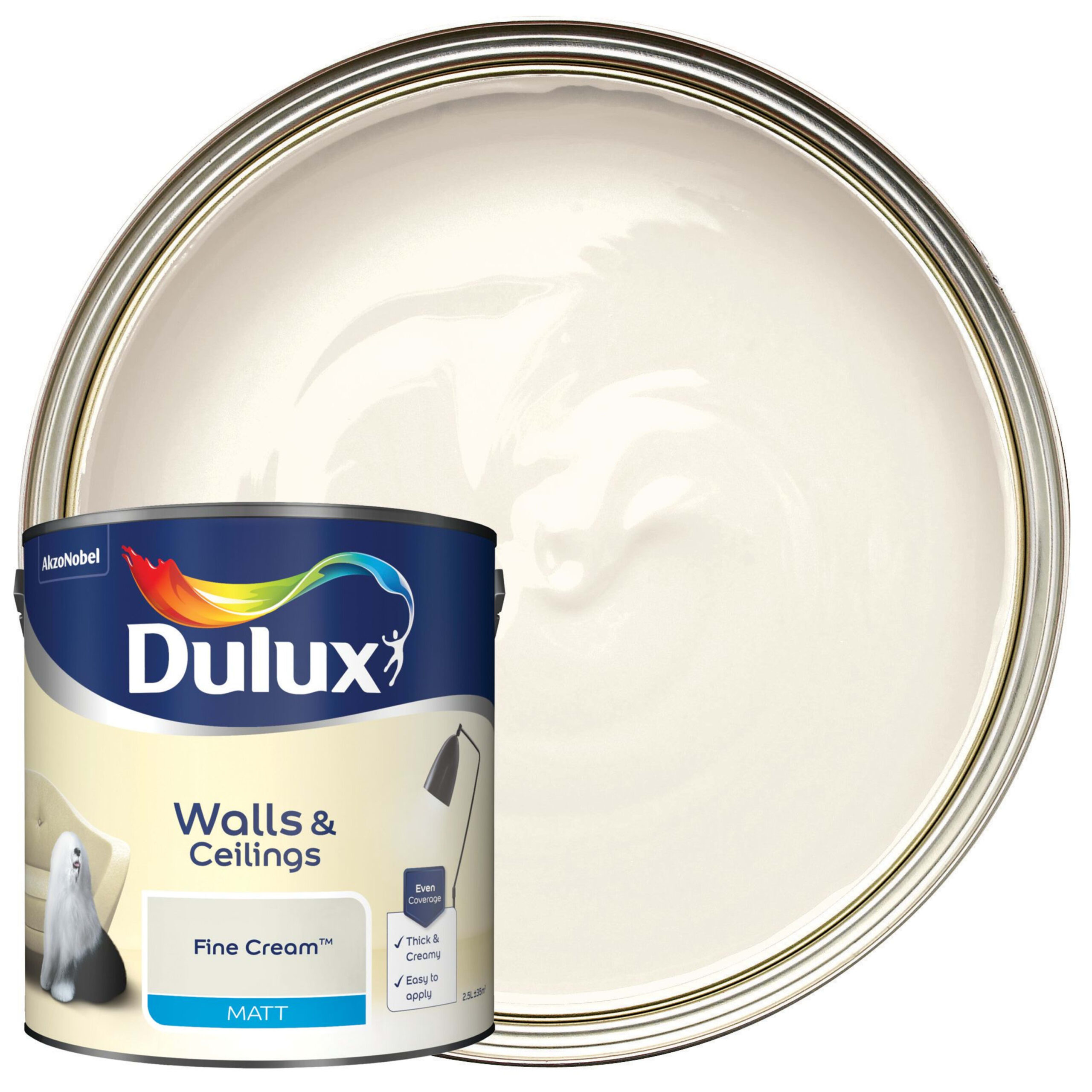 Dulux Matt Emulsion Paint - Fine Cream 2.5L 1 Dulux Matt Emulsion Paint - Fine Cream 2.5L