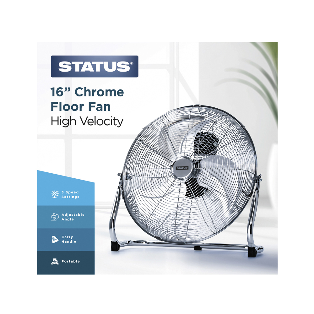 Status 16" High Velocity Chrome Floor Fan 1 Status 16" High Velocity Chrome Floor Fan