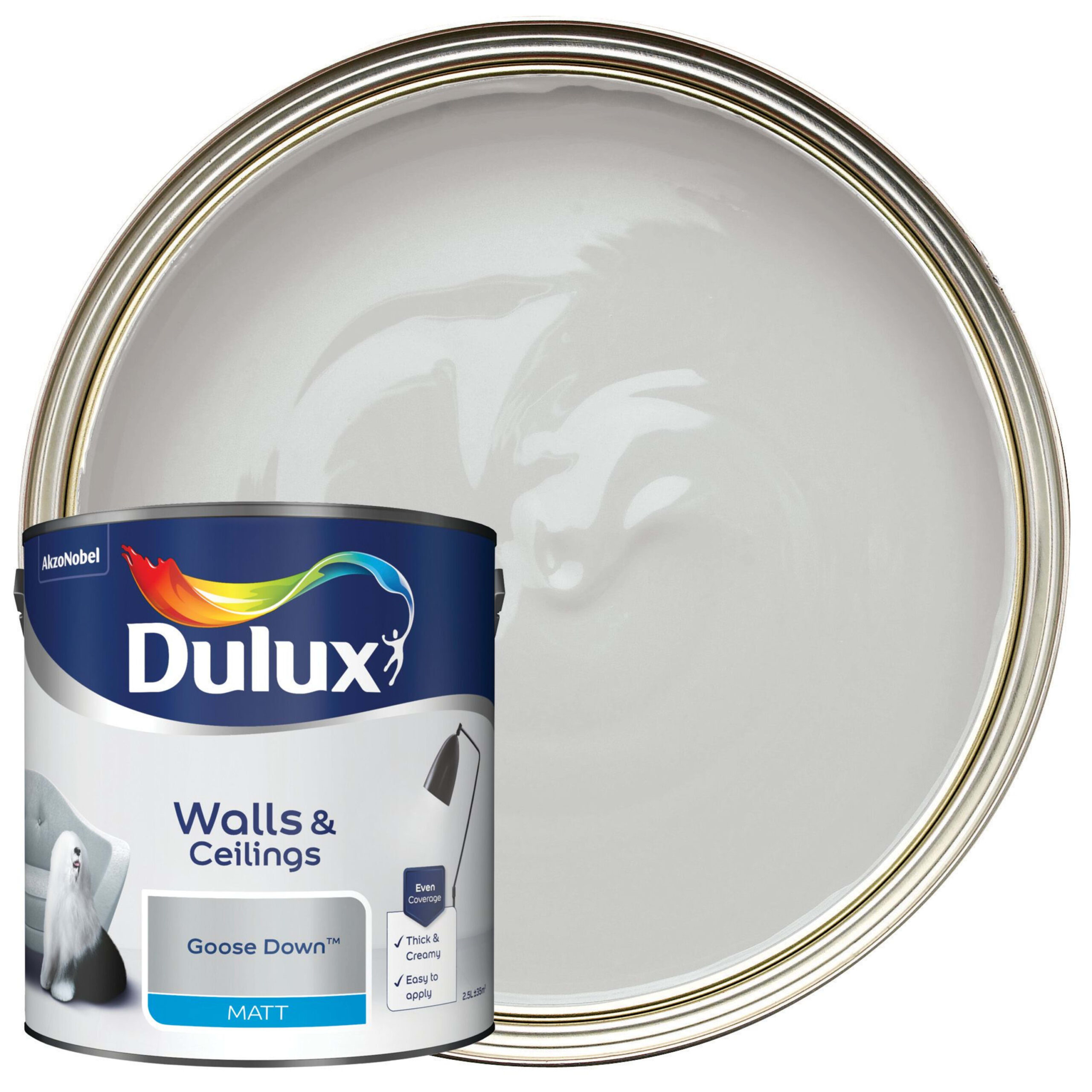 Dulux Matt Emulsion Paint - Goose Down 2.5L 1 Dulux Matt Emulsion Paint - Goose Down 2.5L