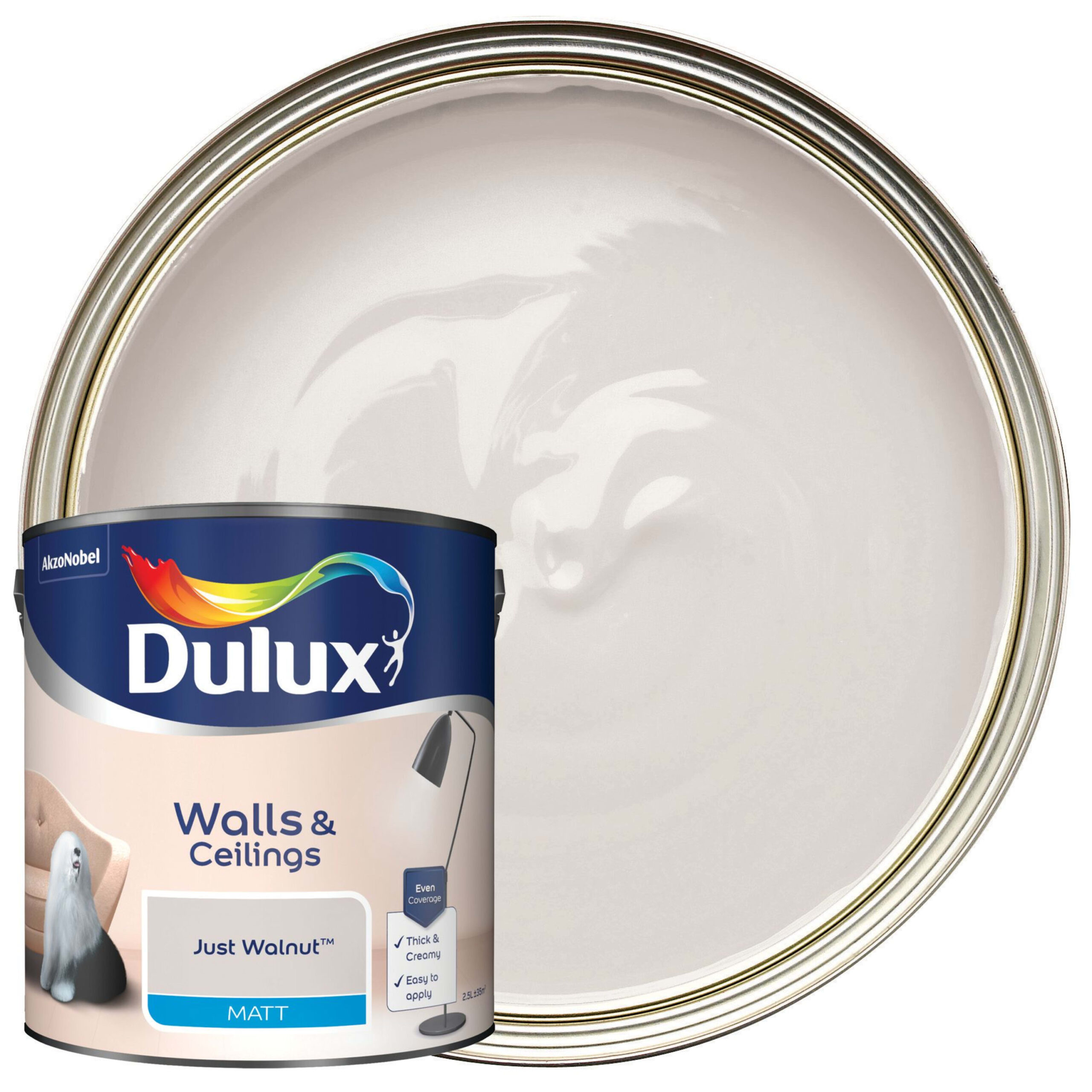 Dulux Matt Emulsion Paint - Just Walnut 2.5L 1 Dulux Matt Emulsion Paint - Just Walnut 2.5L
